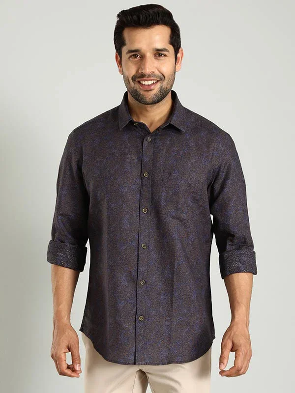 Men's Printed Full Sleeves Linen Blend Shirt