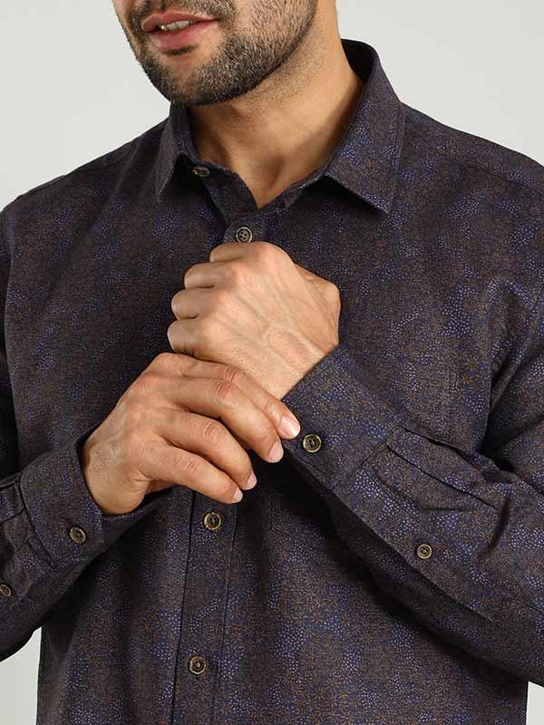 Men's Printed Full Sleeves Linen Blend Shirt - Image 4