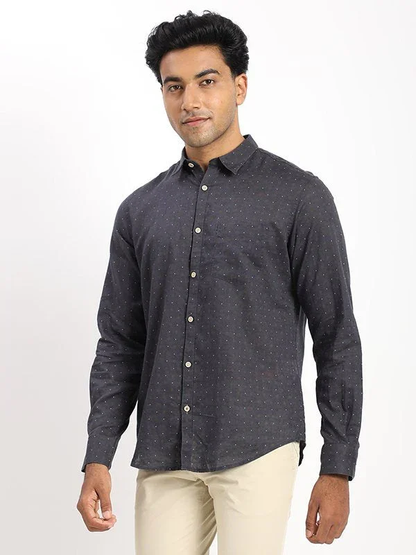 Men's Printed Full Sleeves Linen Blend Shirt
