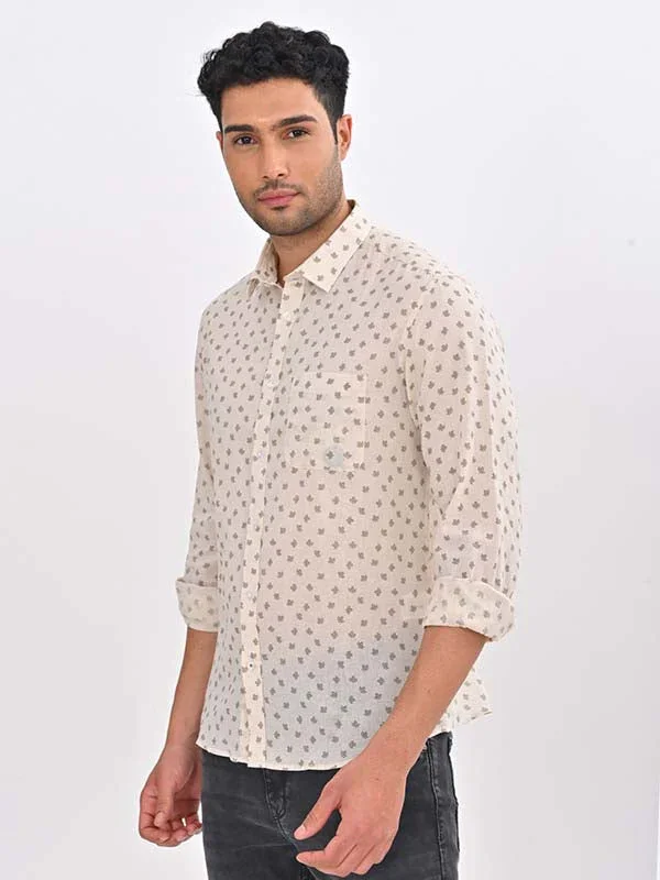 Men's Printed Full Sleeves Linen Blend Shirt - Image 4