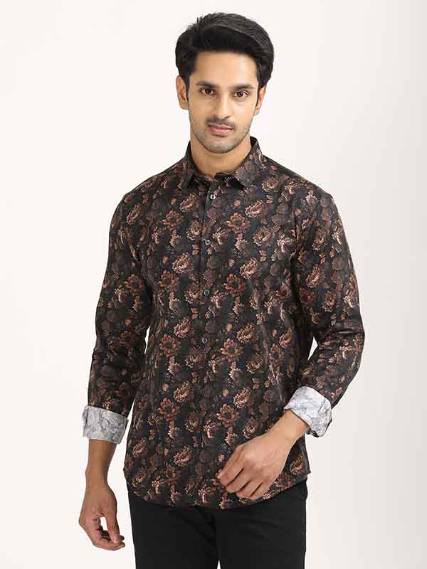 Men's Printed Full Sleeves Linen Blend Shirt