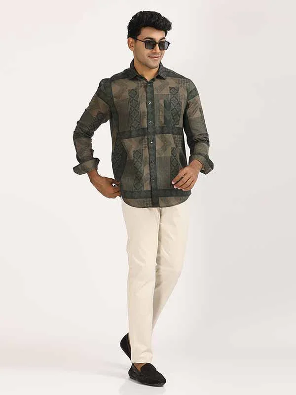 Men's Printed Full Sleeves Linen Blend Shirt - Image 3