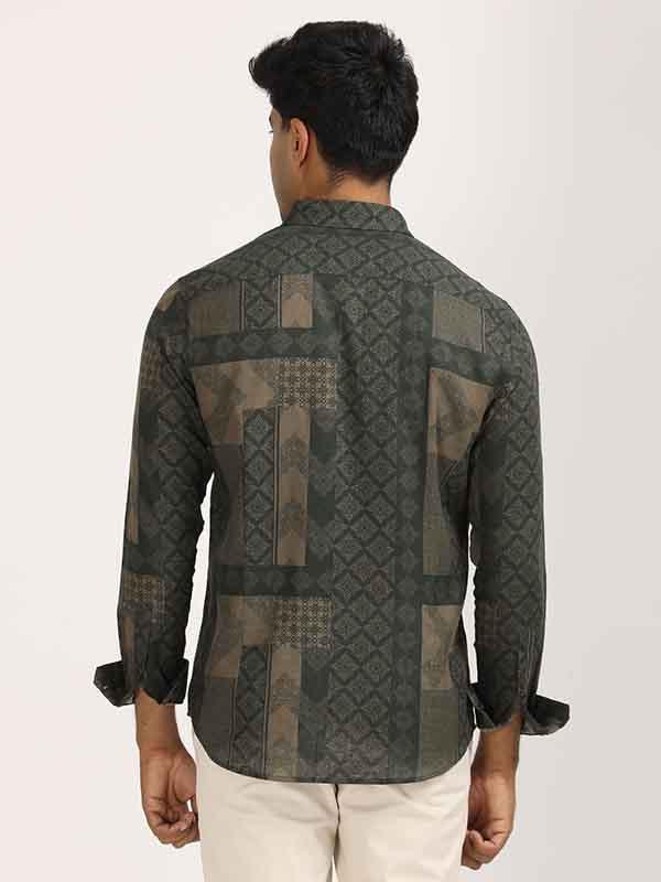 Men's Printed Full Sleeves Linen Blend Shirt - Image 4