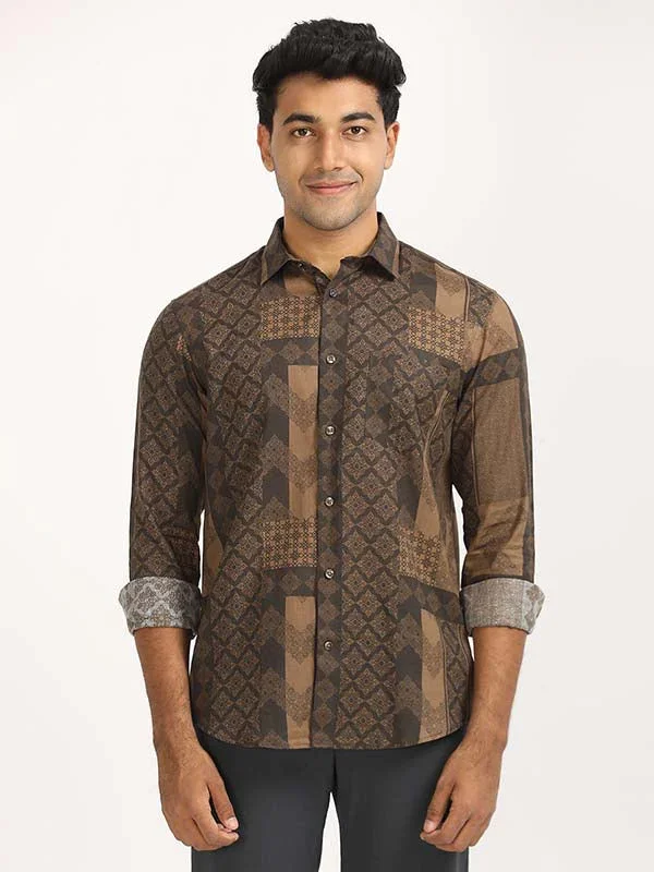 Men's Printed Full Sleeves Linen Blend Shirt - Image 5