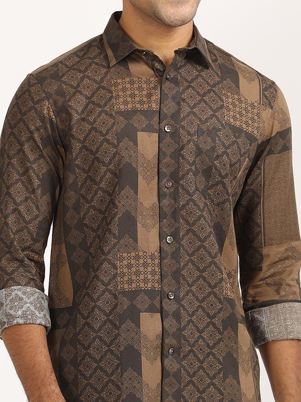 Men's Printed Full Sleeves Linen Blend Shirt - Image 6