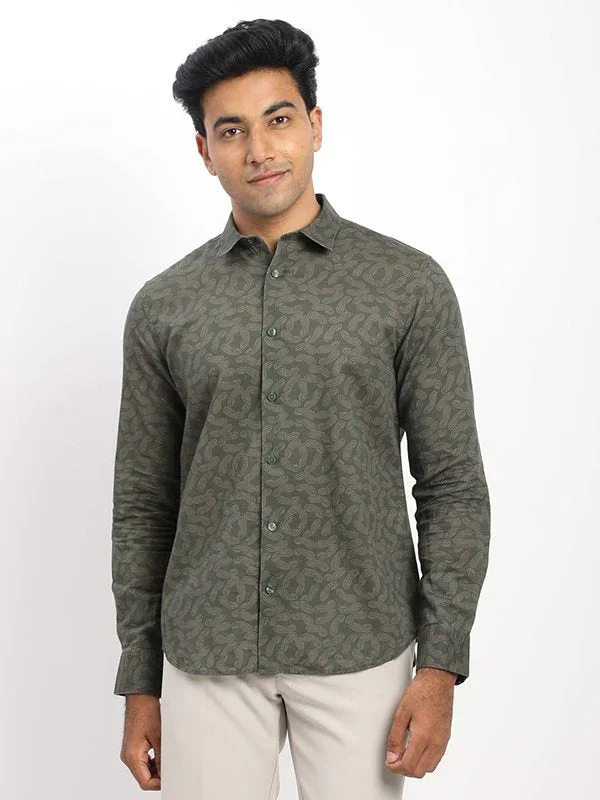 Men's Printed Full Sleeves Linen Blend Shirt