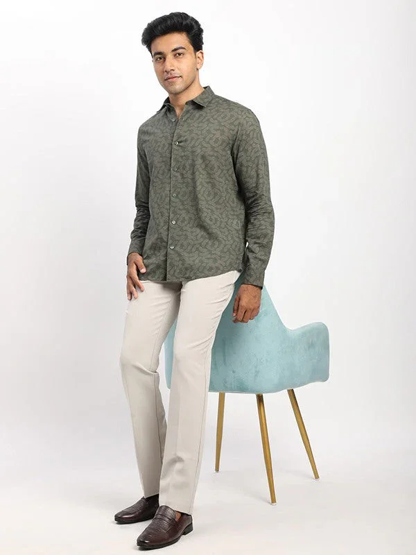 Men's Printed Full Sleeves Linen Blend Shirt - Image 5