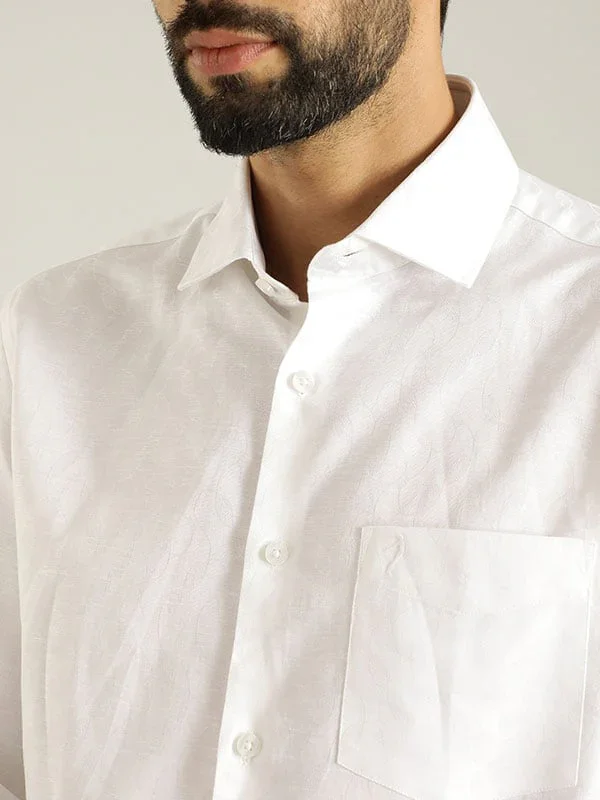 Men's Printed Full Sleeves Linen Shirt - Image 3