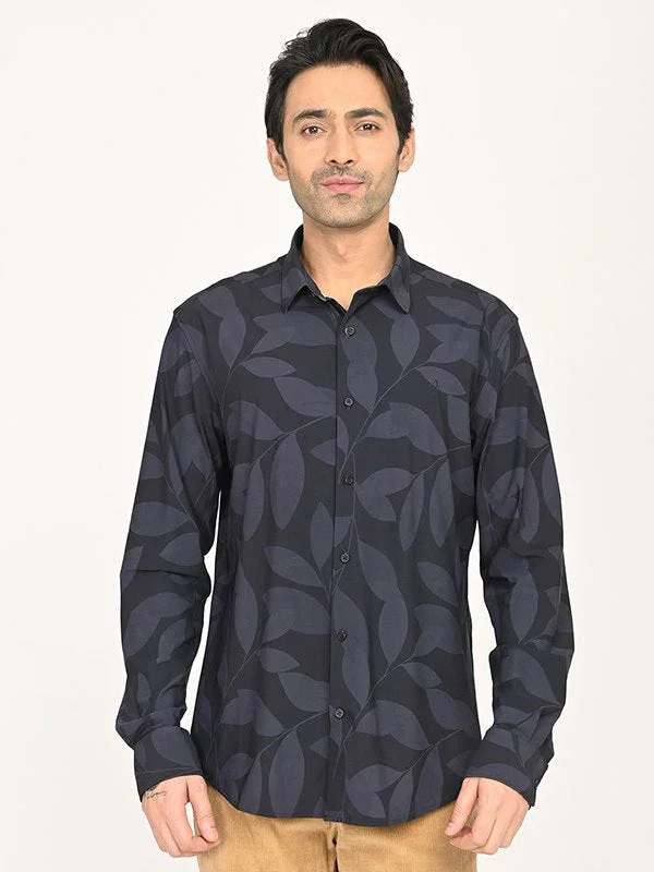 Men's Printed Full Sleeves Polyester Blend Shirt