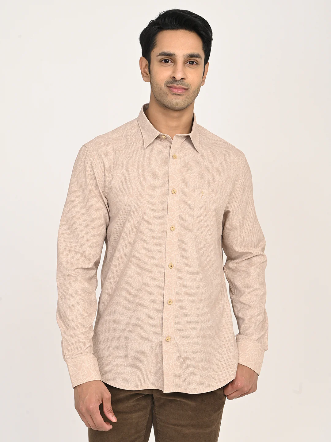 Men'ss Printed Full Sleeves Polyester Shirt