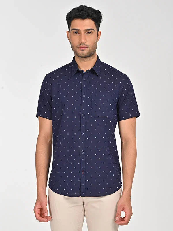 Men's Printed Half Sleeves Cotton Blend Shirt