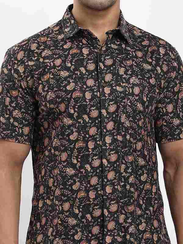 Men's Printed Half Sleeves Cotton Corduroy Shirt - Image 3