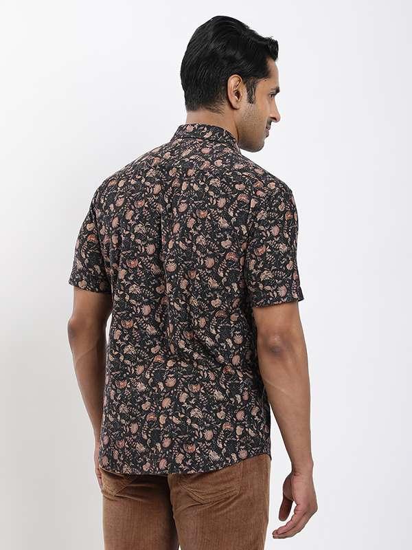 Men's Printed Half Sleeves Cotton Corduroy Shirt - Image 4