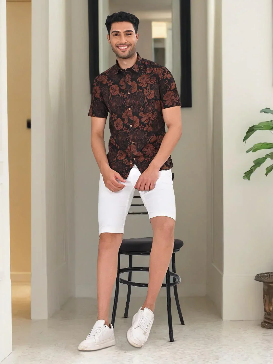 Men's Printed Half Sleeves Cotton Shirt