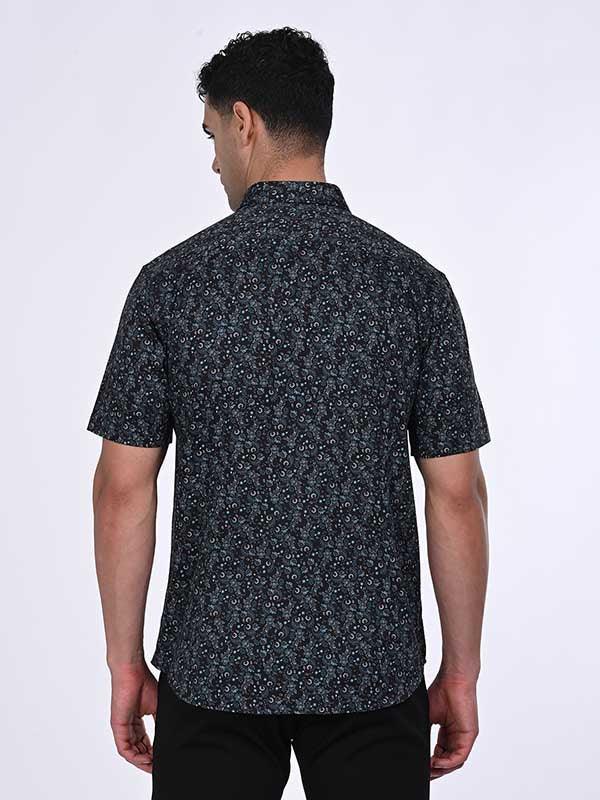 Men's Printed Half Sleeves Cotton Stretch Shirt - Image 4
