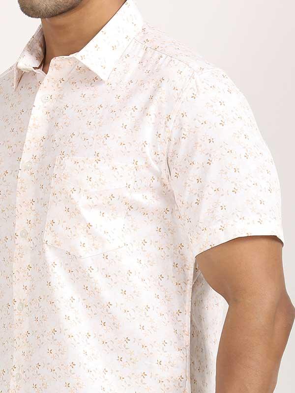 Men's Printed Half Sleeves Cotton Stretch Shirt - Image 6