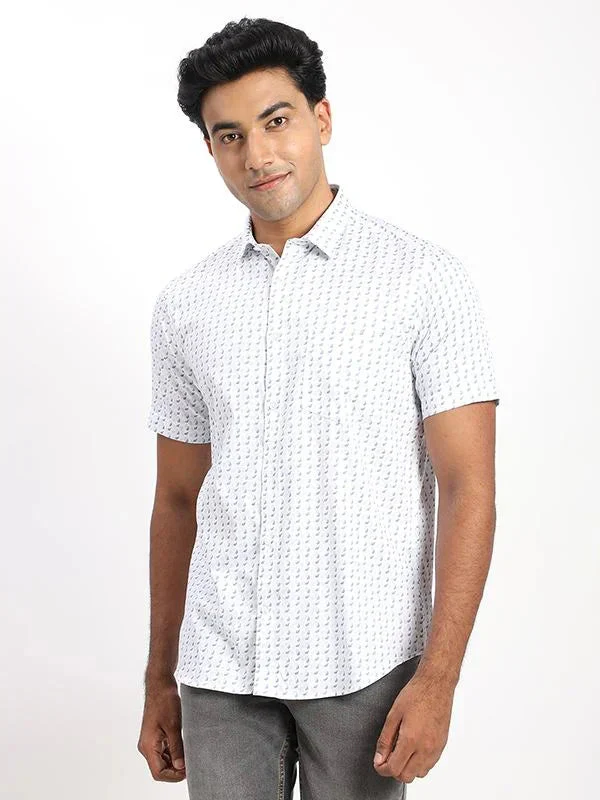 Men's Printed Half Sleeves Cotton Stretch Shirt - Image 5