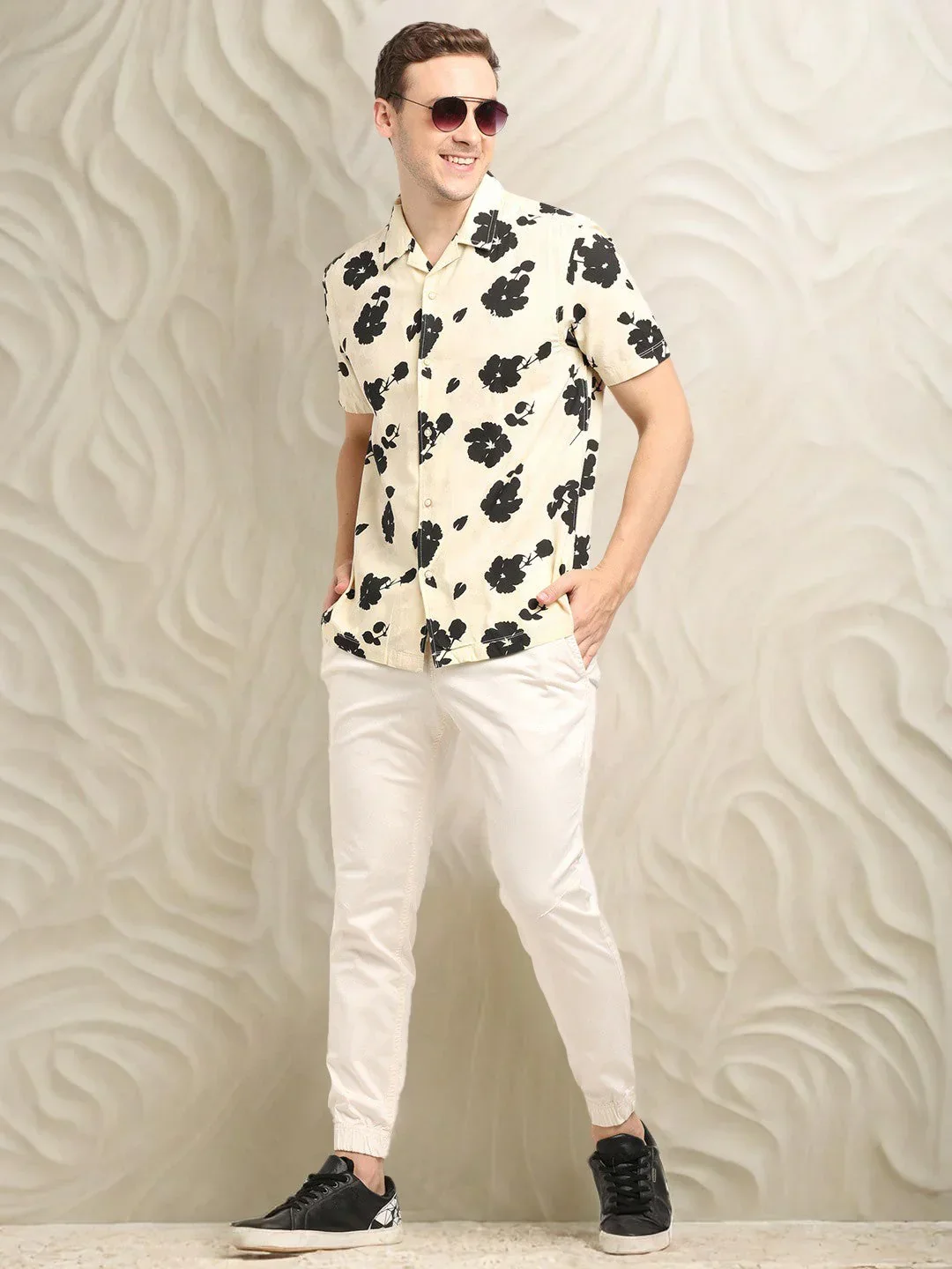 Men's Printed Half Sleeves Cotton Viscose Shirt