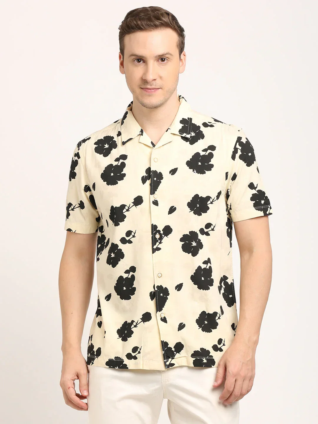 Men's Printed Half Sleeves Cotton Viscose Shirt - Image 2