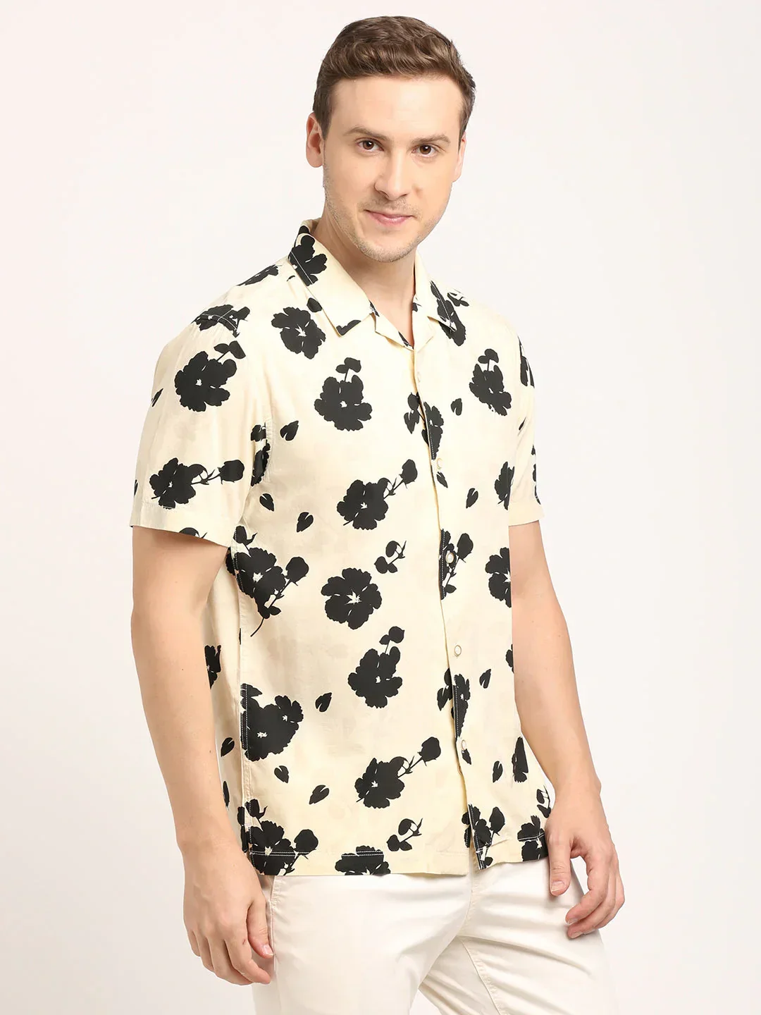 Men's Printed Half Sleeves Cotton Viscose Shirt - Image 4
