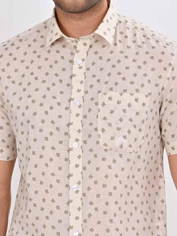 Men's Printed Half Sleeves Linen Blend Shirt - Image 3