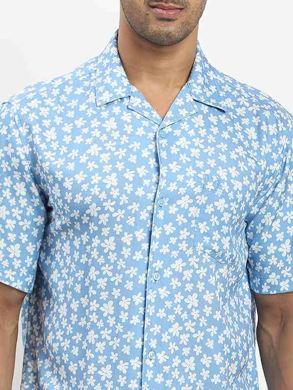 Men's Printed Half Sleeves Polyester Blend Shirt - Image 3