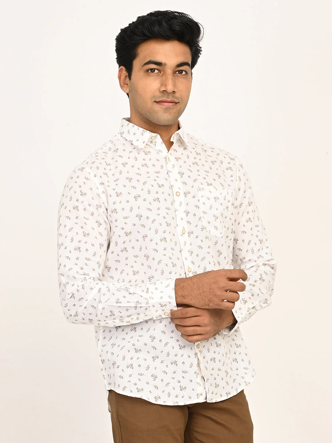 Men's Printed Full Sleeves Cotton Blend Shirt - Image 3