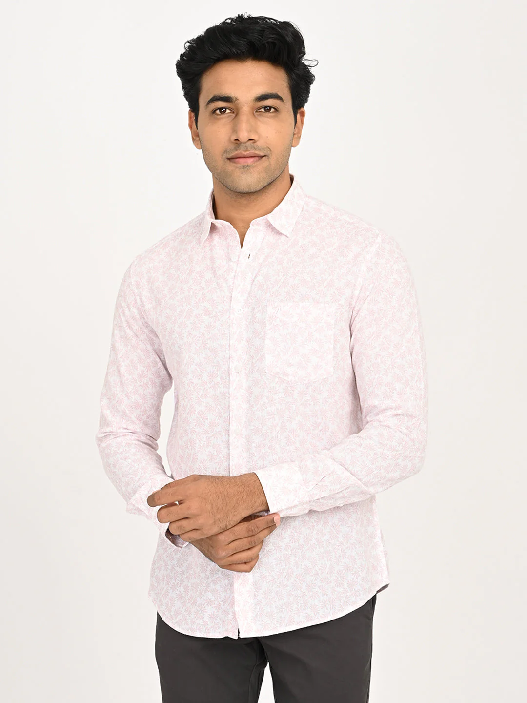 Men's Printed Full Sleeves Linen Blend Shirt