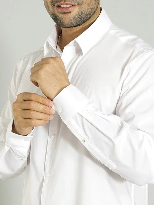 Men's Solid Full Sleeves Cotton Blend Shirt - Image 4