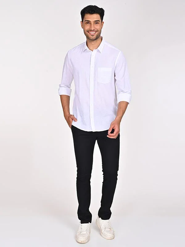 Men's Solid Full Sleeves Cotton Blend Shirt - Image 4