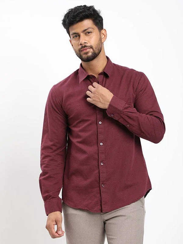 Men's Solid Full Sleeves Cotton Blend Shirt