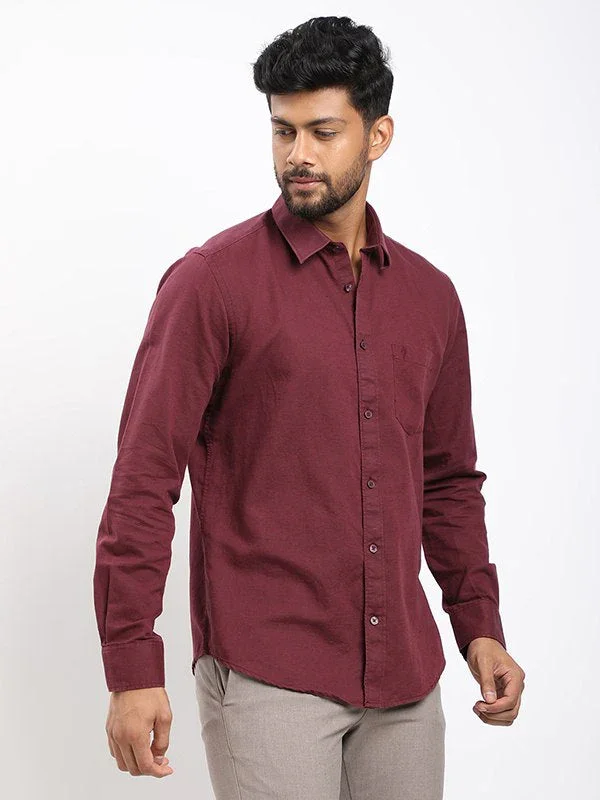 Men's Solid Full Sleeves Cotton Blend Shirt - Image 2