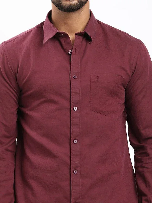 Men's Solid Full Sleeves Cotton Blend Shirt - Image 3