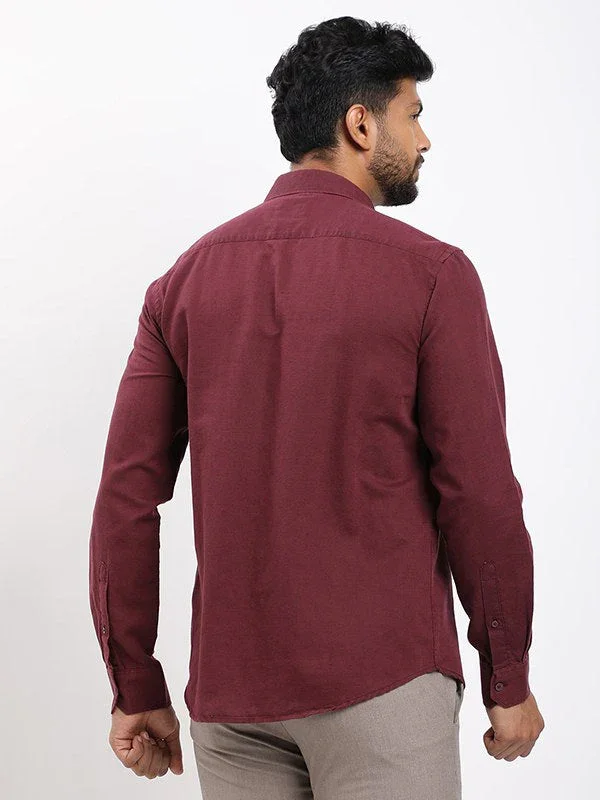 Men's Solid Full Sleeves Cotton Blend Shirt - Image 4