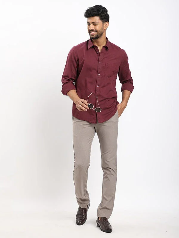 Men's Solid Full Sleeves Cotton Blend Shirt - Image 5