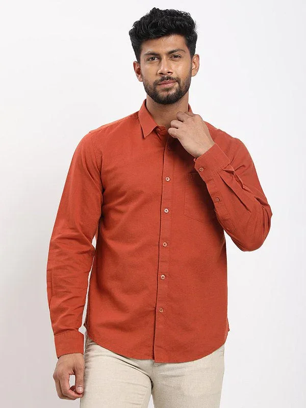 Men's Solid Full Sleeves Cotton Blend Shirt - Image 6