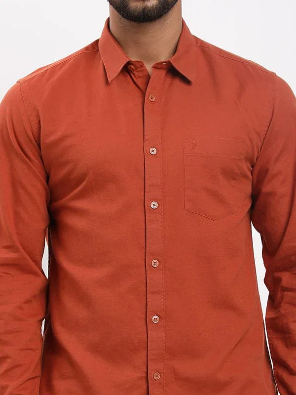 Men's Solid Full Sleeves Cotton Blend Shirt - Image 7