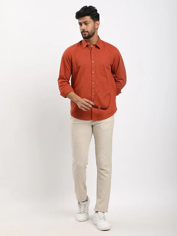 Men's Solid Full Sleeves Cotton Blend Shirt - Image 9