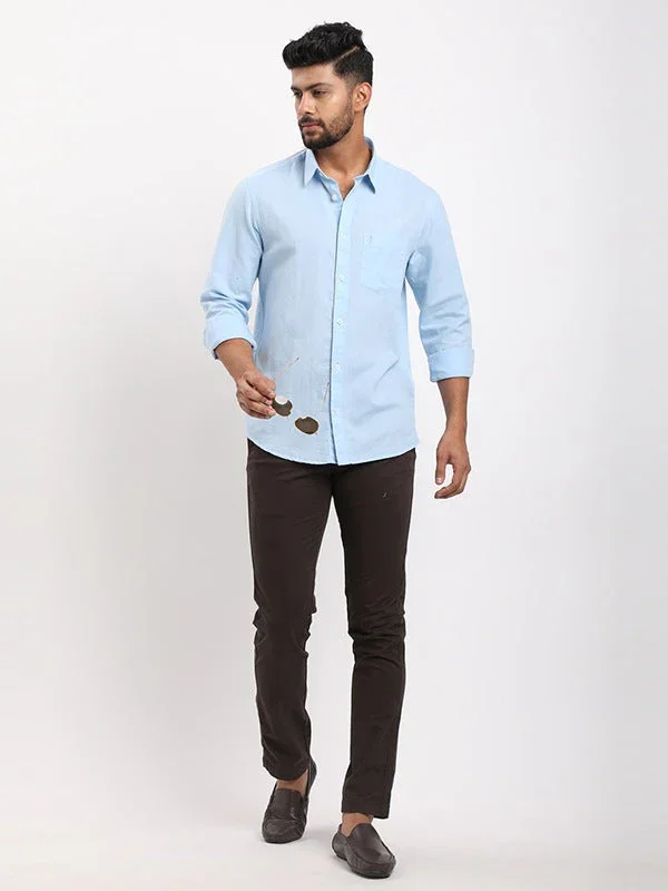 Men's Solid Full Sleeves Cotton Blend Shirt - Image 10