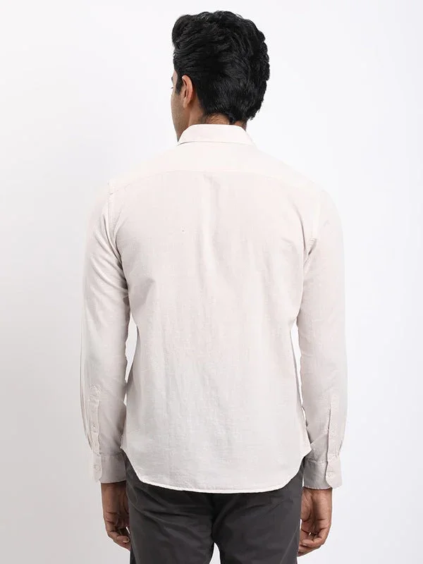 Men's Solid Full Sleeves Cotton Blend Shirt - Image 4