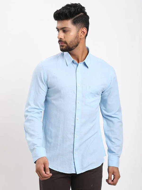 Men's Solid Full Sleeves Cotton Blend Shirt - Image 6