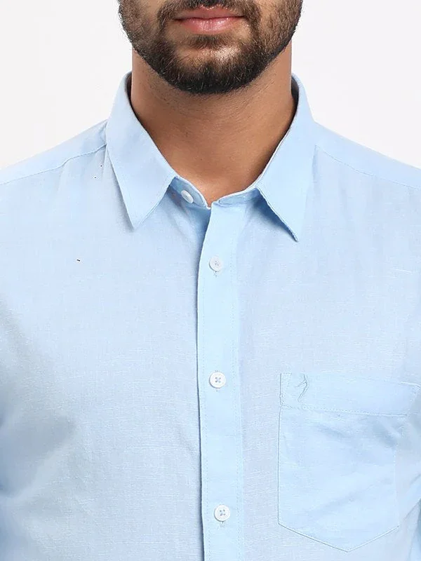 Men's Solid Full Sleeves Cotton Blend Shirt - Image 8