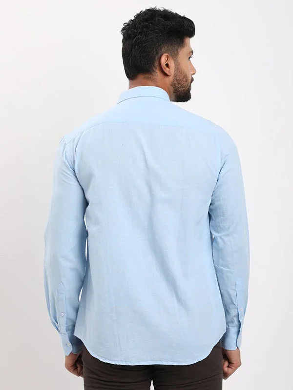 Men's Solid Full Sleeves Cotton Blend Shirt - Image 9
