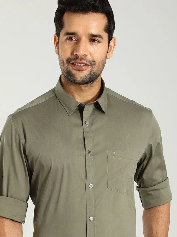 Men's Solid Full Sleeves Cotton Blend Shirt - Image 13