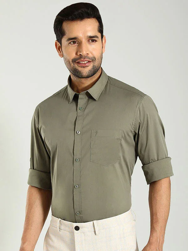 Men's Solid Full Sleeves Cotton Blend Shirt - Image 15