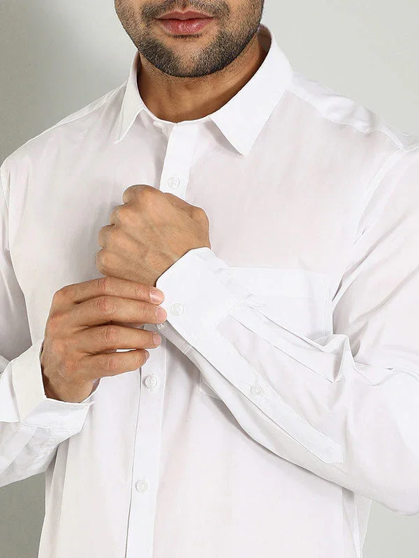 Men's Solid Full Sleeves Cotton Blend Shirt - Image 4