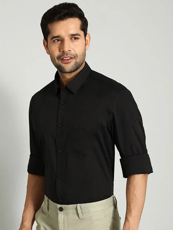 Men's Solid Full Sleeves Cotton Blend Shirt - Image 7