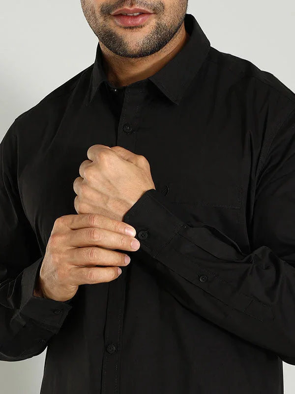 Men's Solid Full Sleeves Cotton Blend Shirt - Image 8
