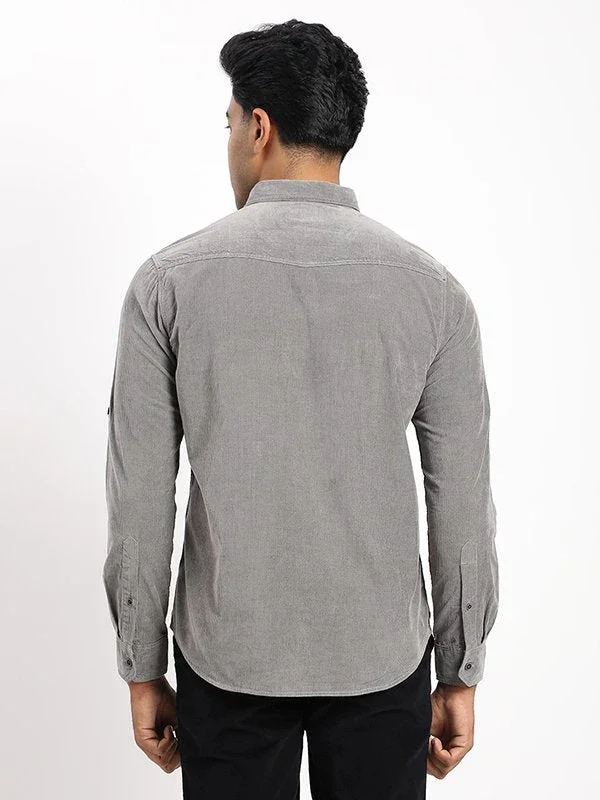 Men's Solid Full Sleeves Cotton Blend Shirt - Image 4