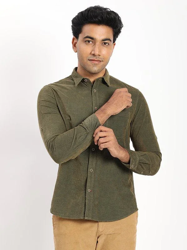 Men's Solid Full Sleeves Cotton Blend Shirt - Image 6